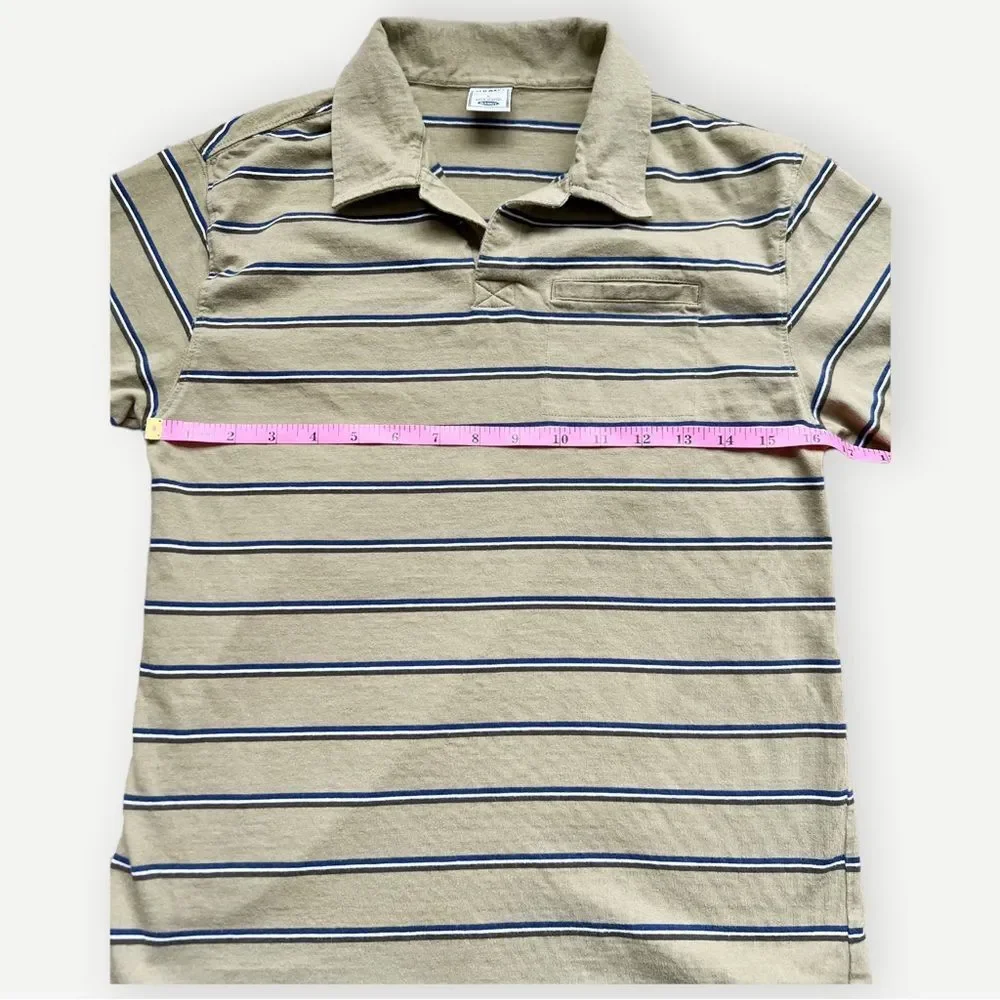 Old Navy Boys Green & Blue Striped Short Sleeve Cotton Polo Shirt. Tee. Large.
